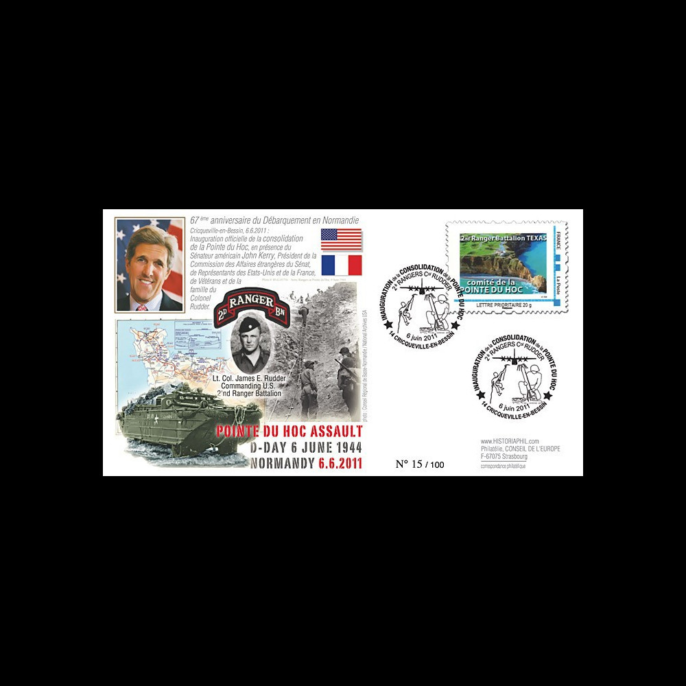 DEB11-2 : 2011 - FDC "Inauguration de la Pointe du Hoc DEB11-2 : 2011 - FDC "Inauguration de la Pointe du Hoc