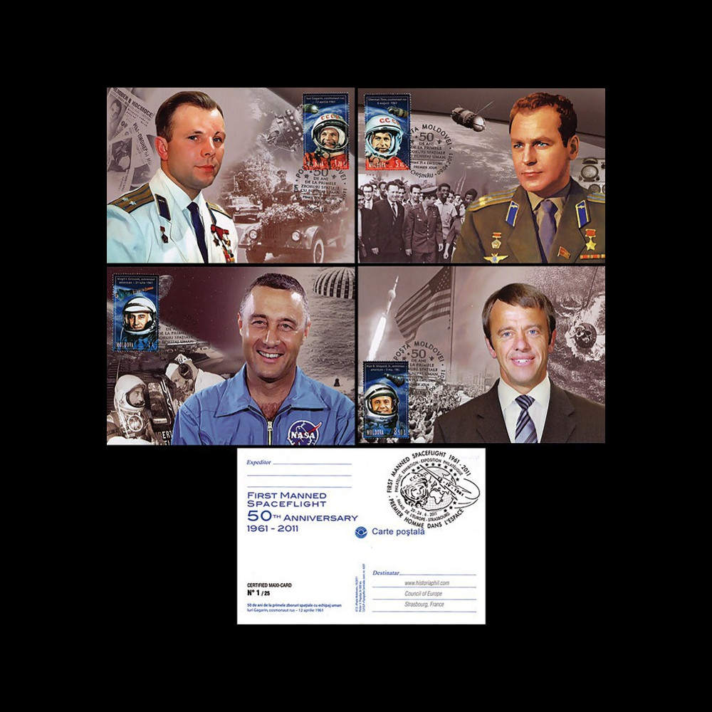 GAGARIN11-4CM : 04-2011 - Série 4 CM MOLDAVIE "Premiers Cosmonautes de l'Humanité"