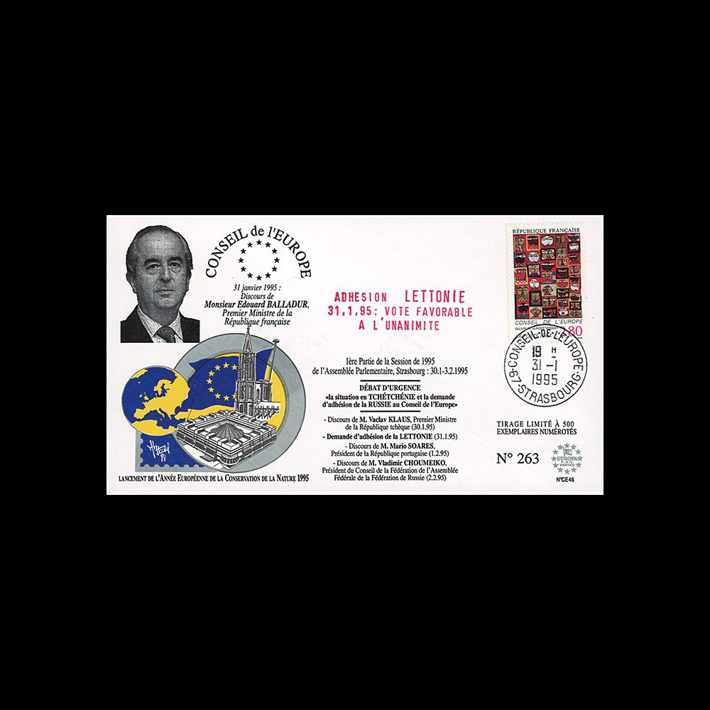 CE46-I : 01-1995 - FDC Conseil de l'Europe "Discours M. Balladur
