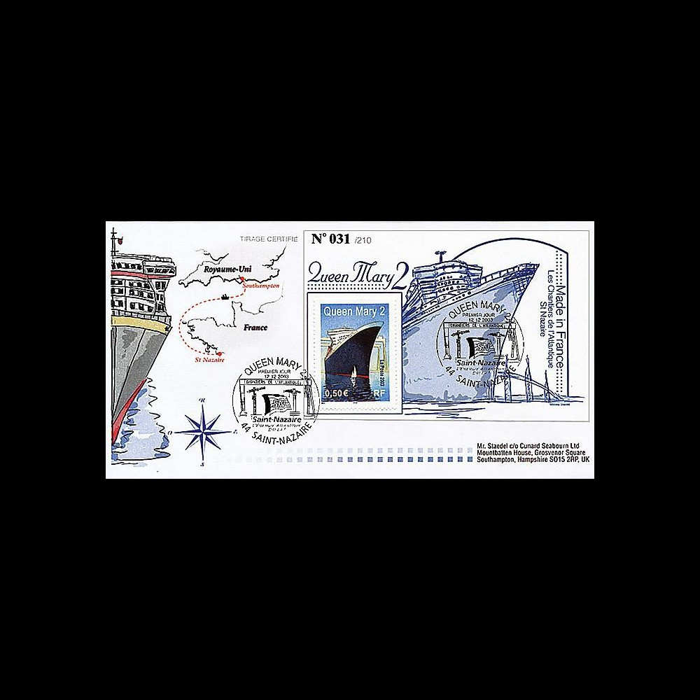 QM2-1 : 2003 - Premier jour du timbre français Queen Mary 2