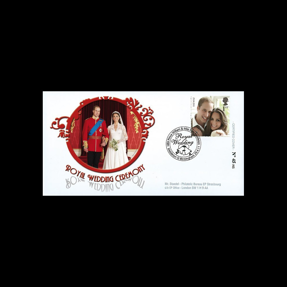 WED11-1 : 2011 - FDC GRANDE-BRETAGNE "Mariage Princier William & Kate"