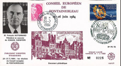 PE72 : 1984 - FDC "Conseil Européen de Fontainebleau 25-26 juin - Président Mitterrand"