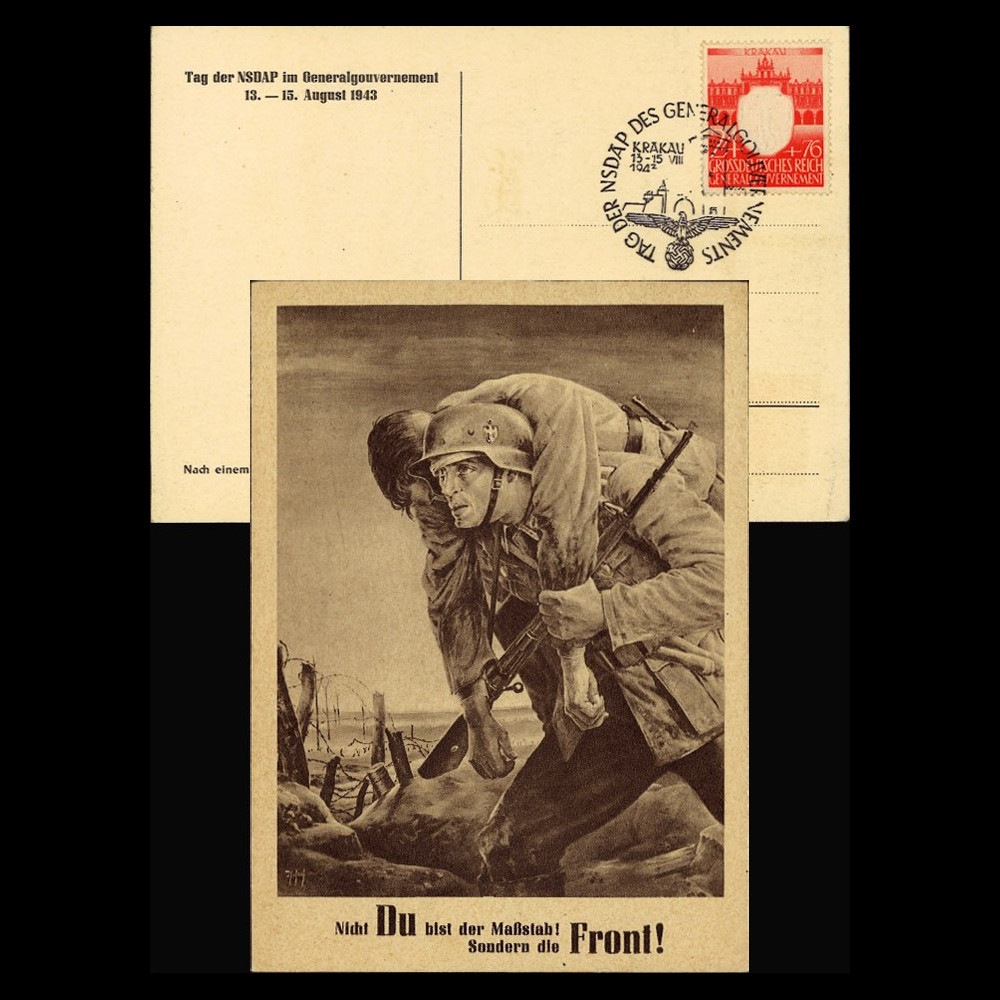 13W2-AL35 : 1943 - CP Propagande IIIe Reich "Soldat du Front secourant un camarade"