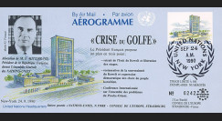 IK4 : 1990 - FDC USA "CRISE DU GOLFE / Nations Unies - M. MITTERRAND