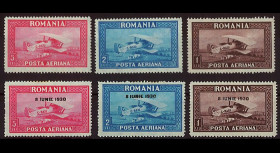 AV-0104 : ROUMANIE Série 6 Timbres Poste Aérienne 1928/30 "Avion" (YT 1B/6B)