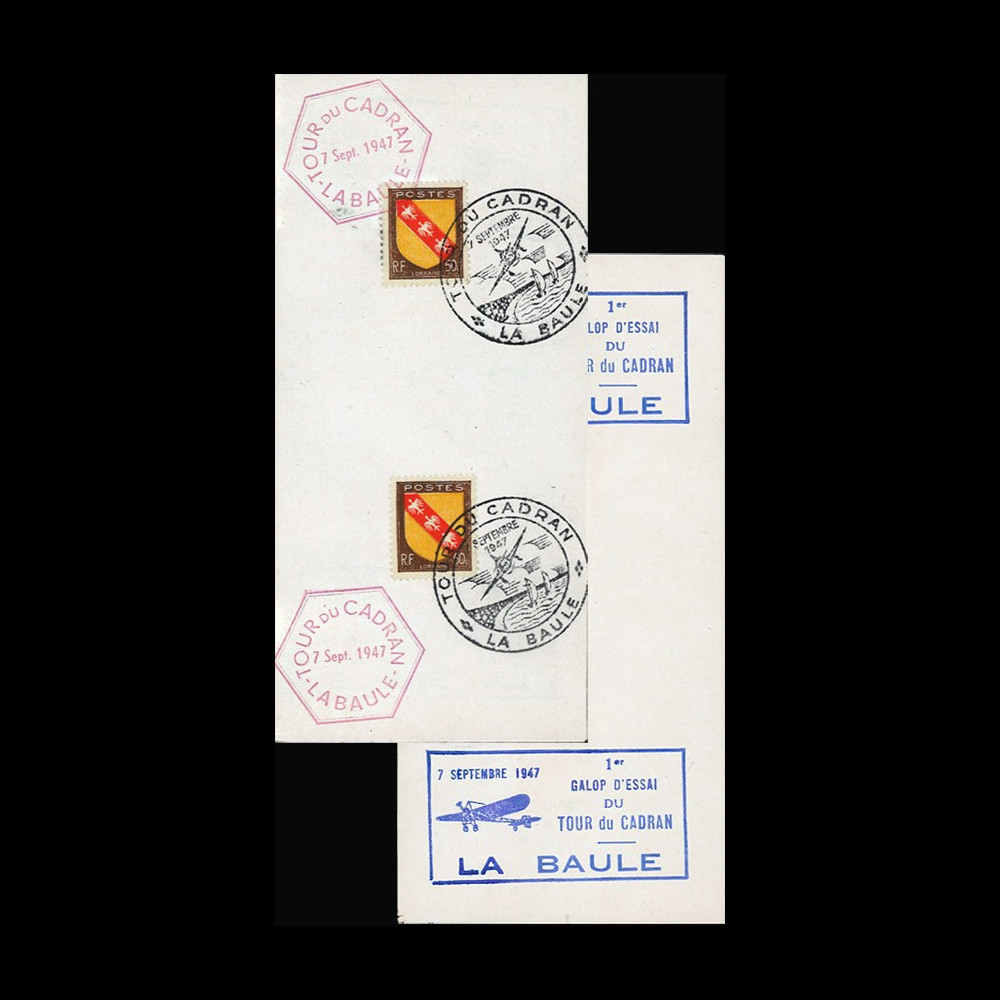 AV-0128 : 1947 - Fragment de Lettre FRANCE "Epreuve Aérienne TOUR DU CADRAN"