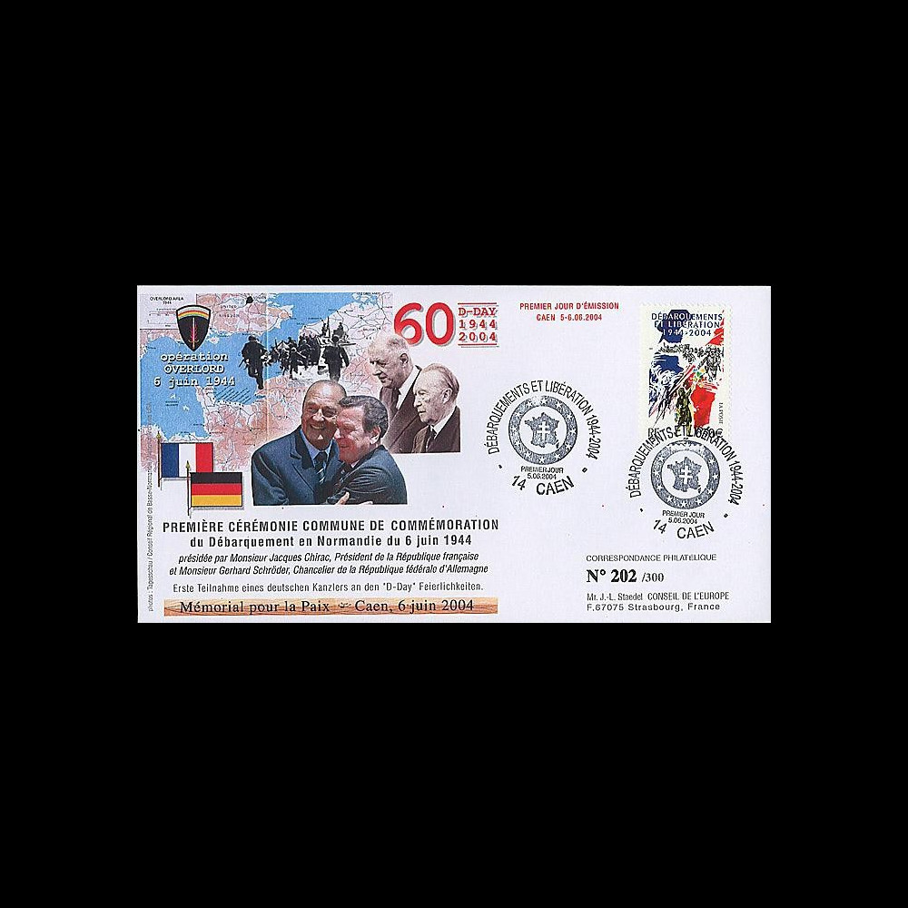 DEB 04-7 : 2004 - FDC D-Day - 1ère cérémonie commune franco-allde DEB 04-7 : 2004 - FDC D-Day - 1ère cérémonie commune franco-allde