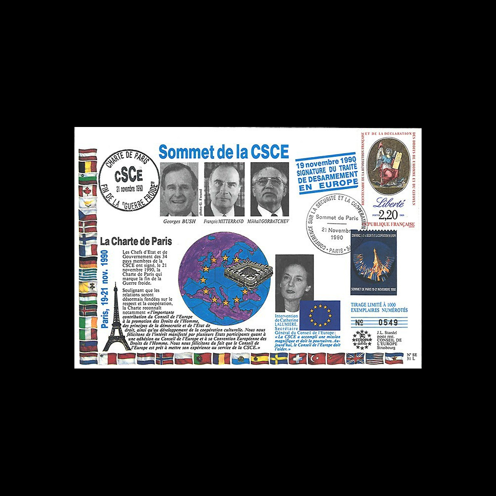 SE51L : FDC 'Sommet CSCE Paris - Fin Guerre Froide / Mitterrand SE51L : FDC 'Sommet CSCE Paris - Fin Guerre Froide / Mitterrand