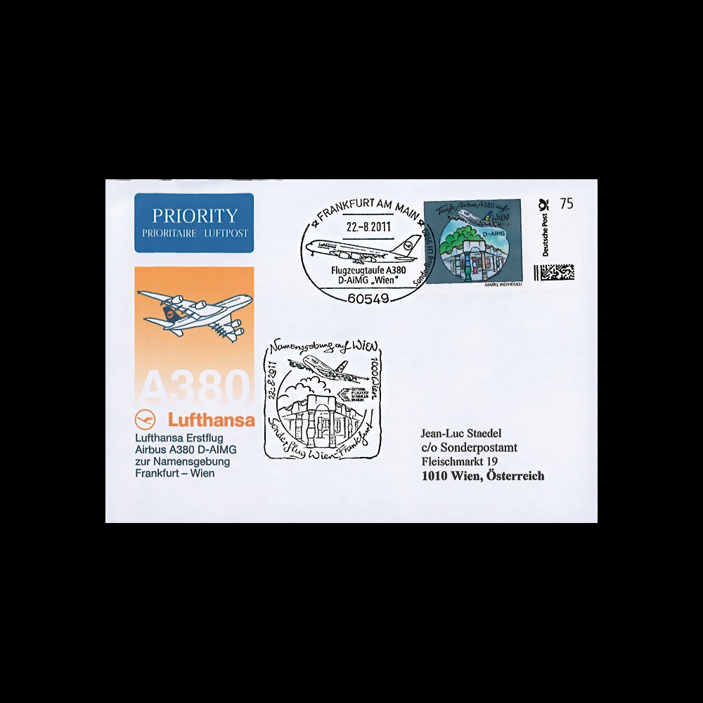 A380-142 : 2011 - FFC ALLEMAGNE "Vol de baptême A380 D-AIMG 'Wien' de la Lufthansa"