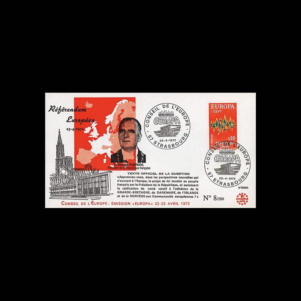 RD65A T2 : 1972 - FDC "Référendum européen - Président Pompidou" RD65A T2 : 1972 - FDC "Référendum européen - Président Pompidou"