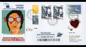 PE601a : 2011 - FDC Recommandée Parlement européen "Centenaire Journée de la Femme"