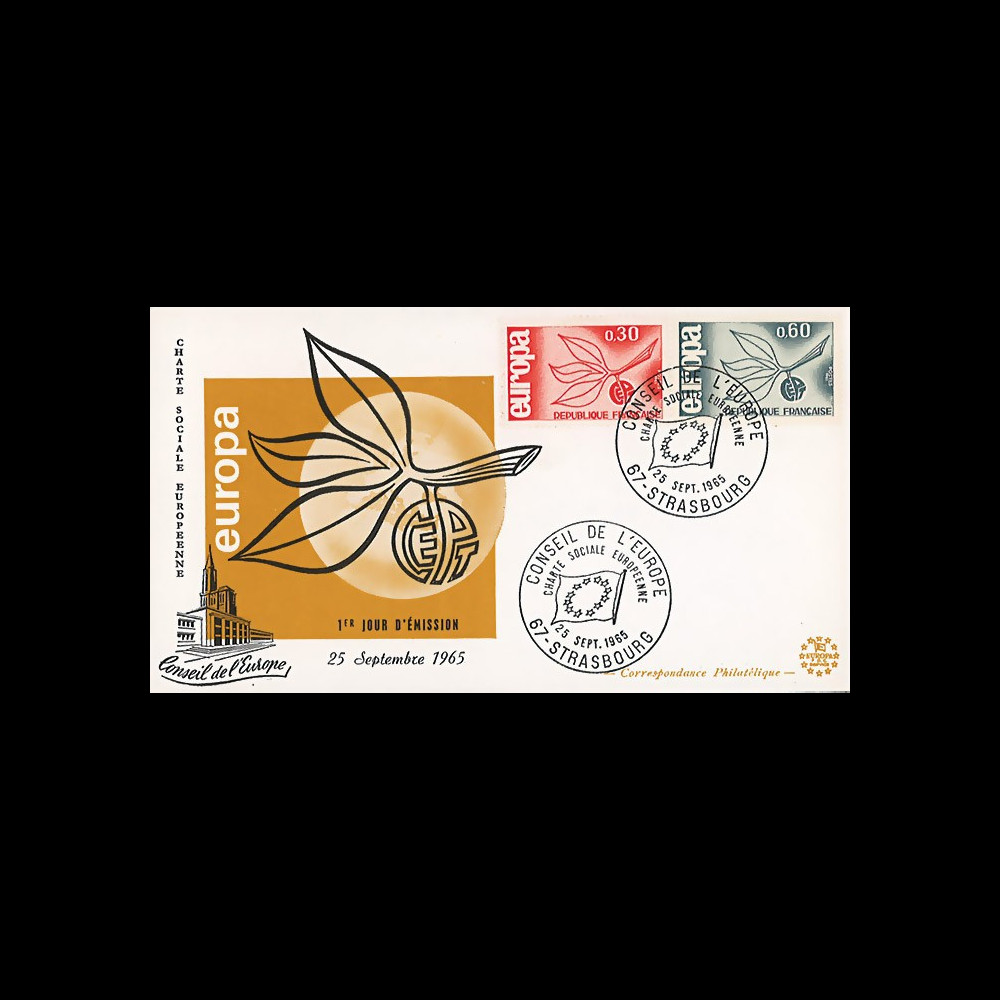 CH6 : 25.09.65 - FDC Conseil de l'Europe 1er Jour TP EUROPA "Charte Sociale Européenne"