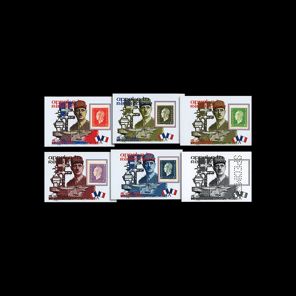 PADG008V : 2001 - 6 porte-timbres "Porte-avions de Gaulle - Exercice naval 'Trident d'Or'"