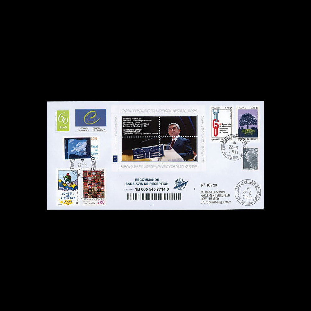 CE62-IIIAa : 06.2011 - FDC Recommandée CE "Discours de M. SARKISSIAN