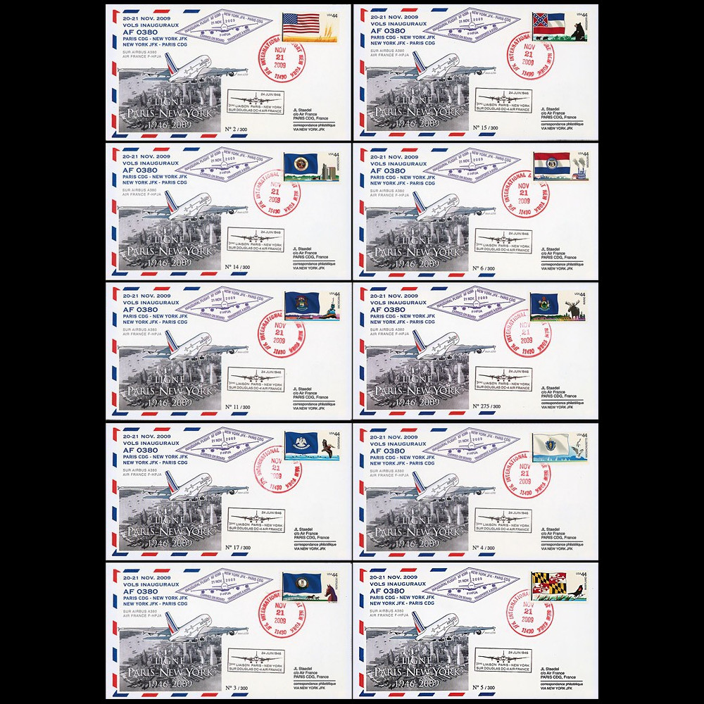 A380-88T1S : 2009 - Série 10 FFC à bord 'Vol inaugural A380 Air France NY-Paris'