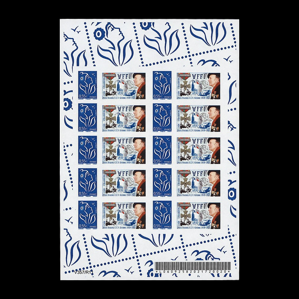 CCV39-45F : 2006 - Feuillet 10 TPP "Hommage à la Résistance 'Paul Staedel - ex-FFI'"