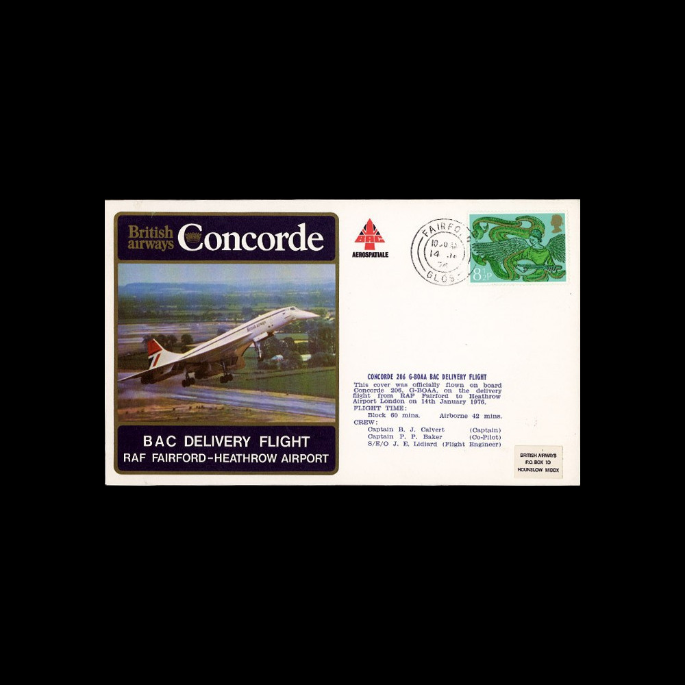 CO76-1-14BAC : 1976 - FFC ROYAUME-UNI à bord "Concorde - Vol de Livraison Concorde 206 G-BOAA"