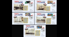 TIN12-COL1 : 2012 - Série 5 FDC BELGIQUE "TINTIN et LA MARINE" (Angoulême)