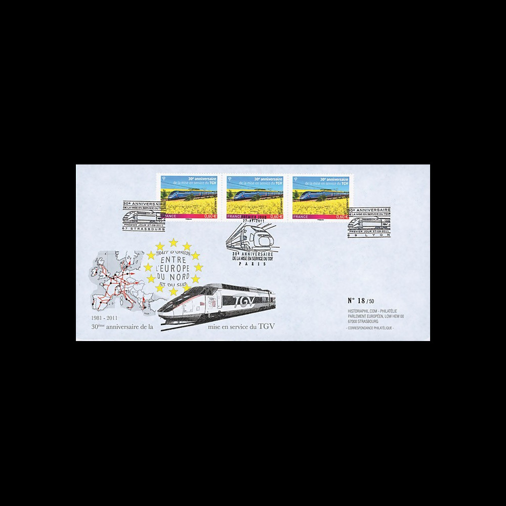 TGV11-1 : 2011 - FDC "Premier Jour - 30 ans de la Mise en Service du TGV 1981-2011" TGV11-1 : 2011 - FDC "Premier Jour - 30 ans de la Mise en Service du TGV 1981-2011"