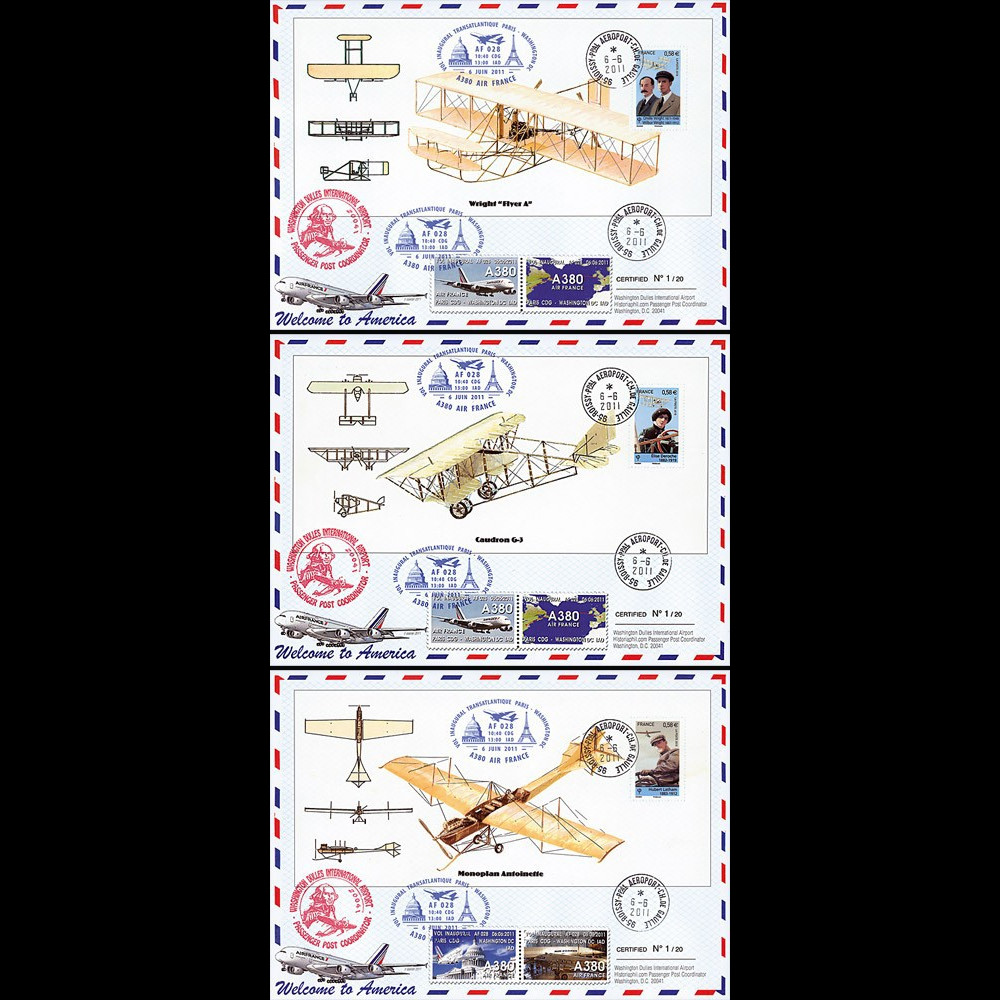 A380-133M1/3 : 2011 - Série 3 Maxi FFC "Airbus A380 Air France - 1er Vol AF028 Paris-Washington"