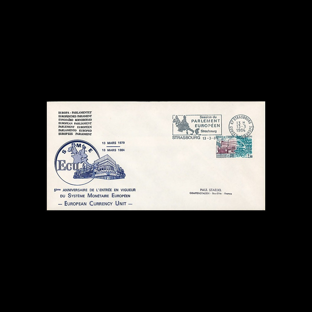 ECU3 : 1984 - EO Parlement européen "5e anniversaire de l'entrée en vigueur du SME" ECU3 : 1984 - EO Parlement européen "5e anniversaire de l'entrée en vigueur du SME"