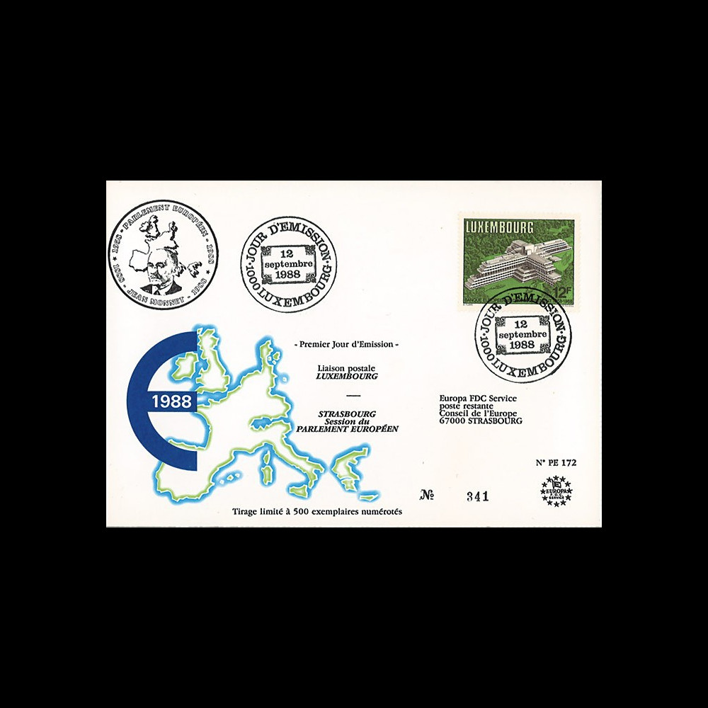 PE172 : 1958-1988 - FDC Luxembourg 1er Jour du TP "30 ans Banque Eur. d’Investissements"