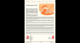 PE163-DOC : 1988 - Document A4 "1er Jour du 1er timbre en ECU surcharge 0