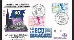 PJ100-101 : 1949-1988 - FDC Conseil de l'Europe "1er Jour des 1ers TP de service en ECU"