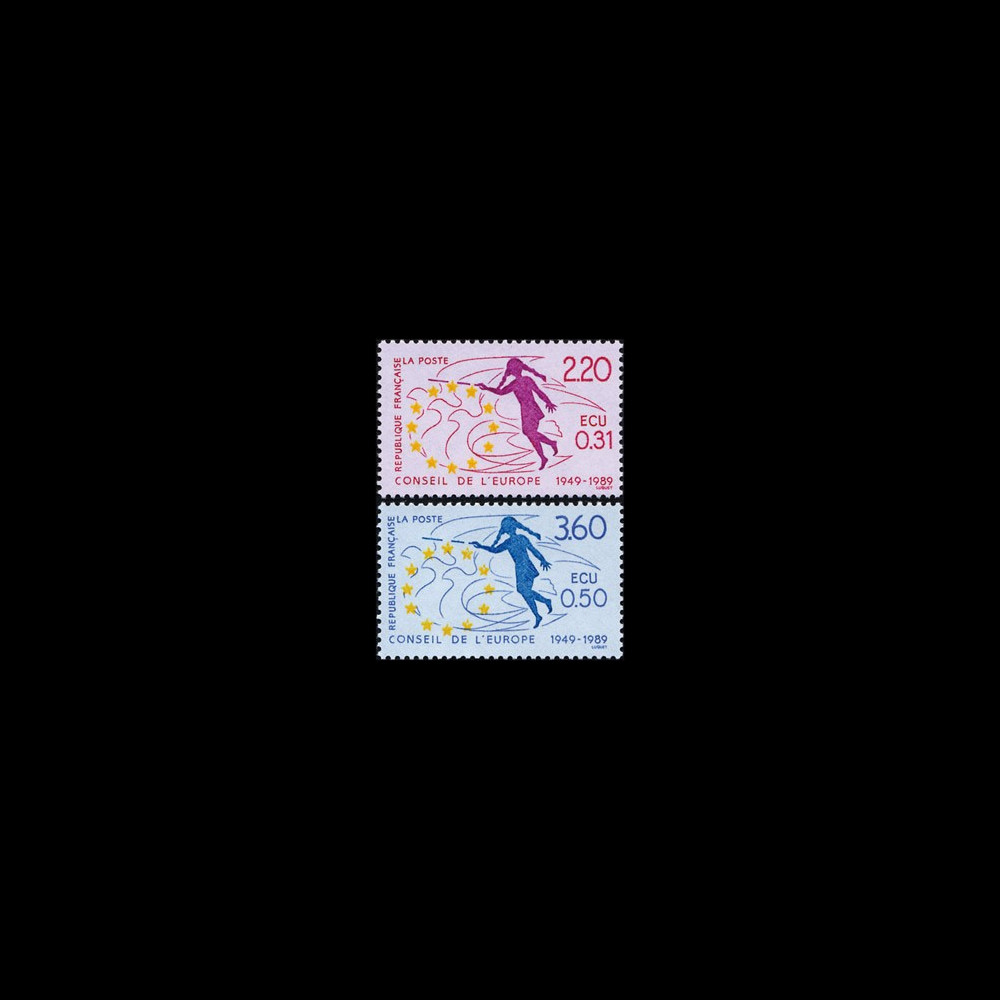 YT100-101 : 1949-1988 - Conseil de l'Europe "1ers timbres de service en ECU - 40 ans du CE"