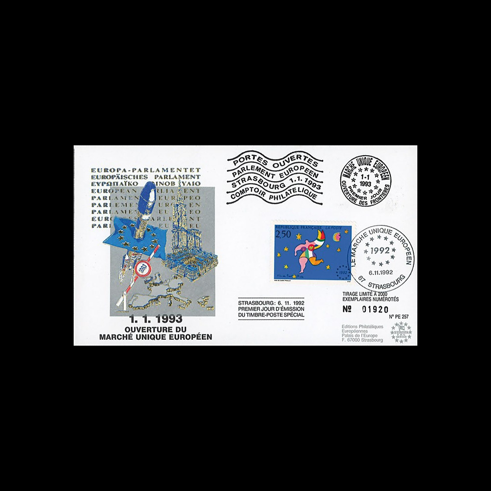 PE257 : 1.1.1993 - FDC Session PE "Ouverture Marché unique européen - libre circulation"