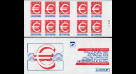 PE378CA-NF : 1999 - France Carnet de 10 valeurs "1er timbre Franc/Euro" (adhésif)