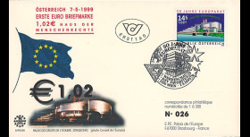 PE390 : 7.05.1999 - FDC Autriche "1er Jour du 1er timbre en Euro" - Wien