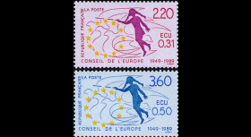 CE40-NF (Y&T 100/101) : 1989 - TP de service 40 ans du Conseil de l'Europe