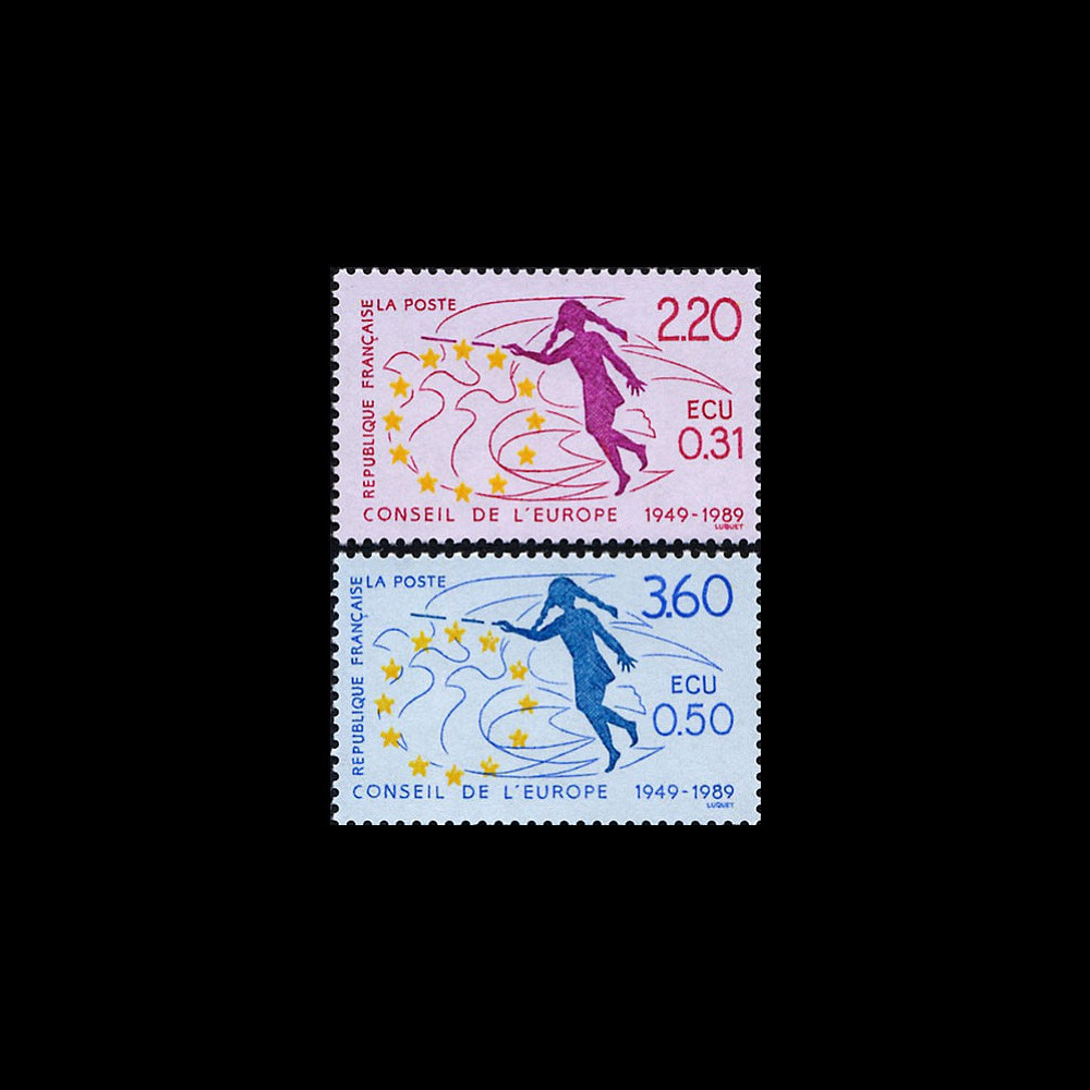CE40-NF (Y&T 100/101) : 1989 - TP de service 40 ans du Conseil de l'Europe