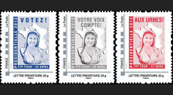 PRES12-1/3N : France série des 3 timbres personnalisés "Présidentielle 2012