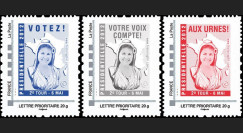PRES12-4/6N : France série des 3 timbres personnalisés "Présidentielle 2012
