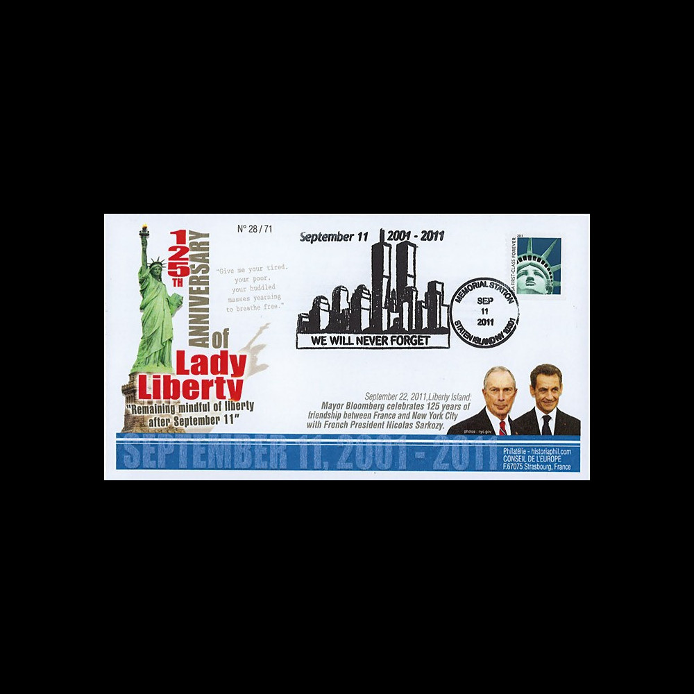 WT11-11T1 : 2011 - FDC USA "125 ans Statue de la Liberté / BLOOMBERG - SARKOZY" WT11-11T1 : 2011 - FDC USA "125 ans Statue de la Liberté / BLOOMBERG - SARKOZY"