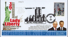 WT11-11T2 : 2011 - FDC USA "125 ans Statue de la Liberté / BLOOMBERG - SARKOZY"