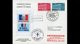 EU56EO-DG1 : 1969 - Env. à entête CE “de Gaulle - Référendum du 27 avril“ - cachet main