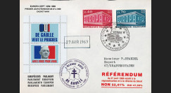 EU56EO-DG2 : 1969 - Env. à entête PE “de Gaulle - Référendum du 27 avril“ - cachet main