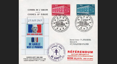 EU56BEO-DG1 : 1969 - Env. à entête CE “de Gaulle - Référendum 27 avril“ cach. machine 1