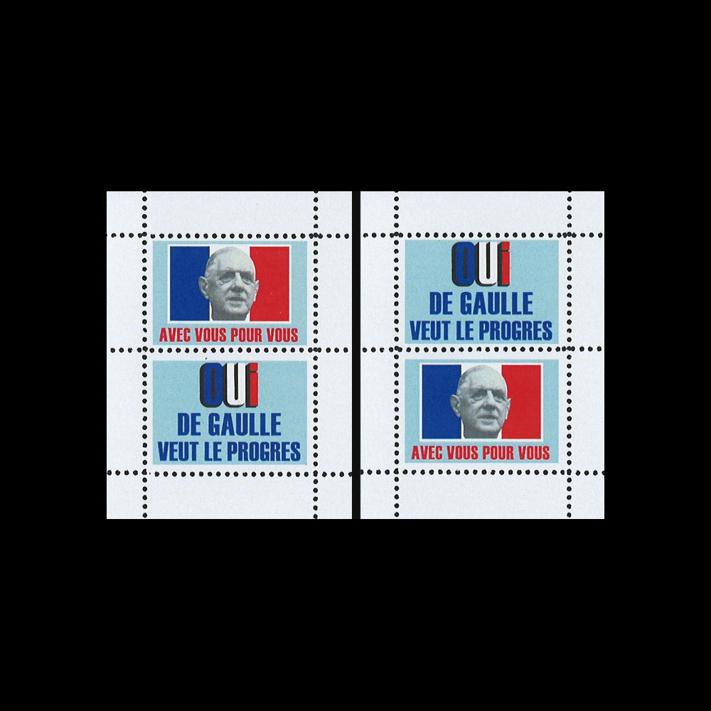 DG69-B1/2 : 1969 - 2 blocs de vign. "OUI de Gaulle veut le progrès" - "Avec vous pour vous" DG69-B1/2 : 1969 - 2 blocs de vign. "OUI de Gaulle veut le progrès" - "Avec vous pour vous"