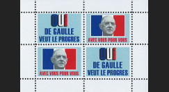 DG69-B3 : 1969 - Bloc 4 vignettes "OUI de Gaulle veut le progrès" - "Avec vous pour vous"