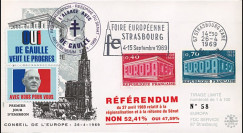 EU58-DG : 1969 - FDC “de Gaulle - Référendum du 27 avril“ - flamme "Foire européenne"