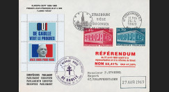 EU57EO-DG2 : 1969 - Env. PE “de Gaulle - Référendum du 27 avril“ flamme "Siège du CE"
