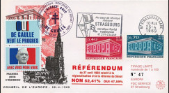 EU59-DG : 1969 - FDC “de Gaulle - Référendum du 27 avril“ - flamme "Europe Rhénane"