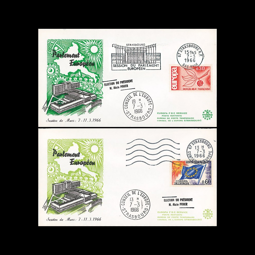 AP55a+b : 1966 - 2 FDC Session de mars du PE "Strasbourg