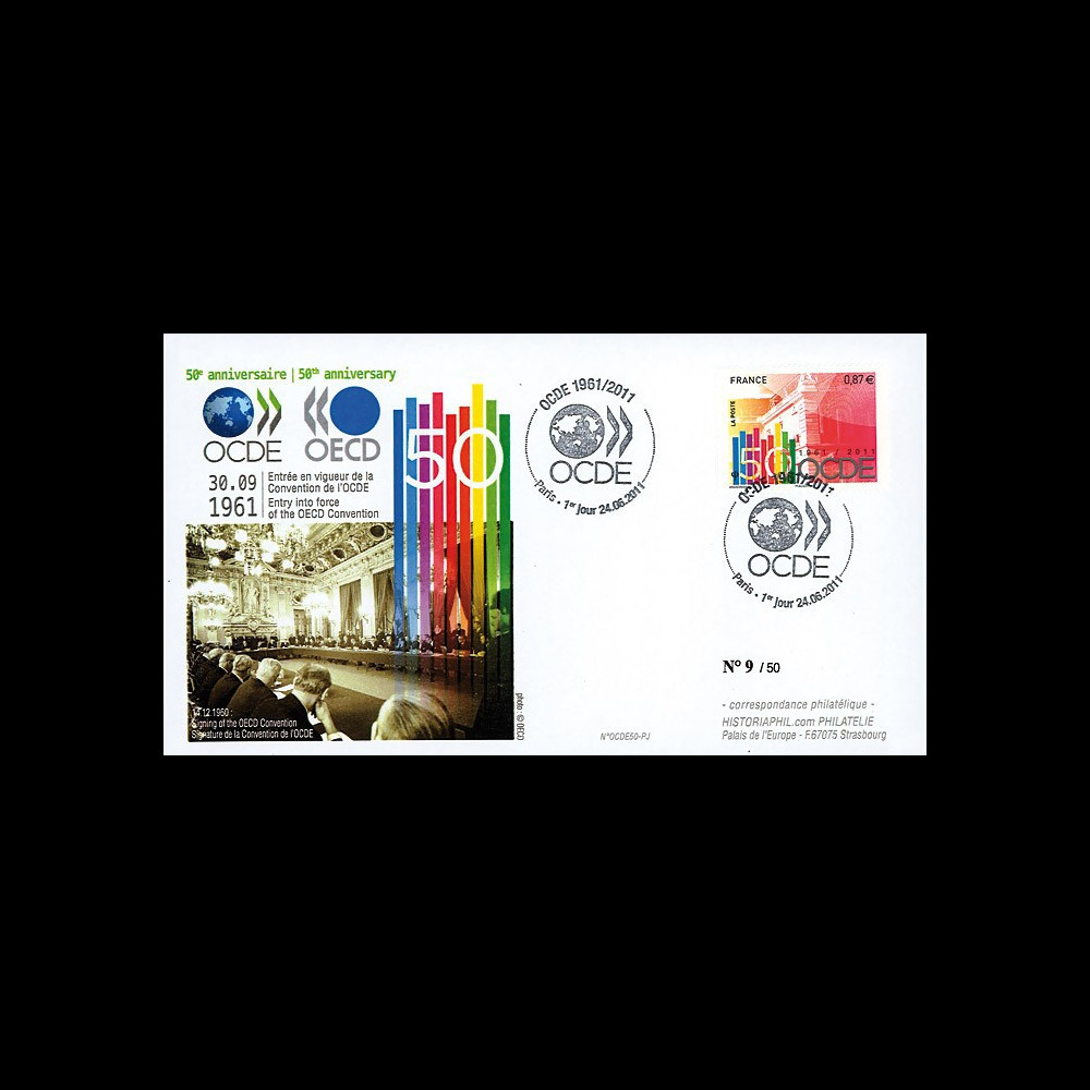 OCDE50-PJ : 2011 - FDC Premier Jour Paris "50e anniversaire de l'OCDE"