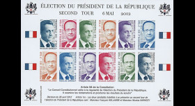 PRES12-10FND : Feuillet 12 vignettes non-dentelées "Présidentielle 2012 - 2e tour"