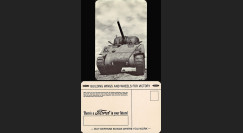 W2-USWB01 : CP Patriotique USA "Char M-4 Sherman - BONS D'ARMEMENT FORD 1942/45"